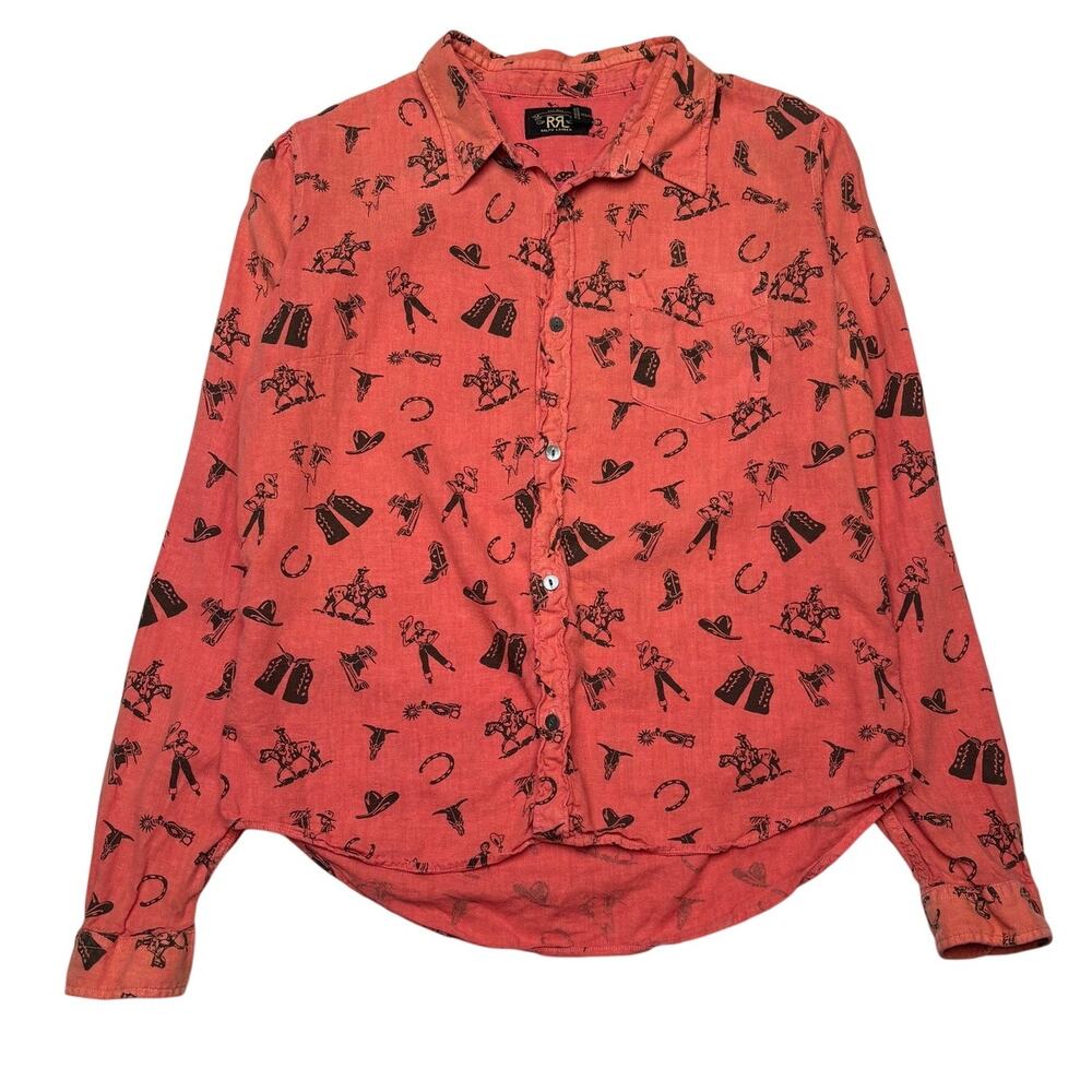 RRL Double RL Ralph Lauren Novelty Print Western Shirt Women's Small Indie